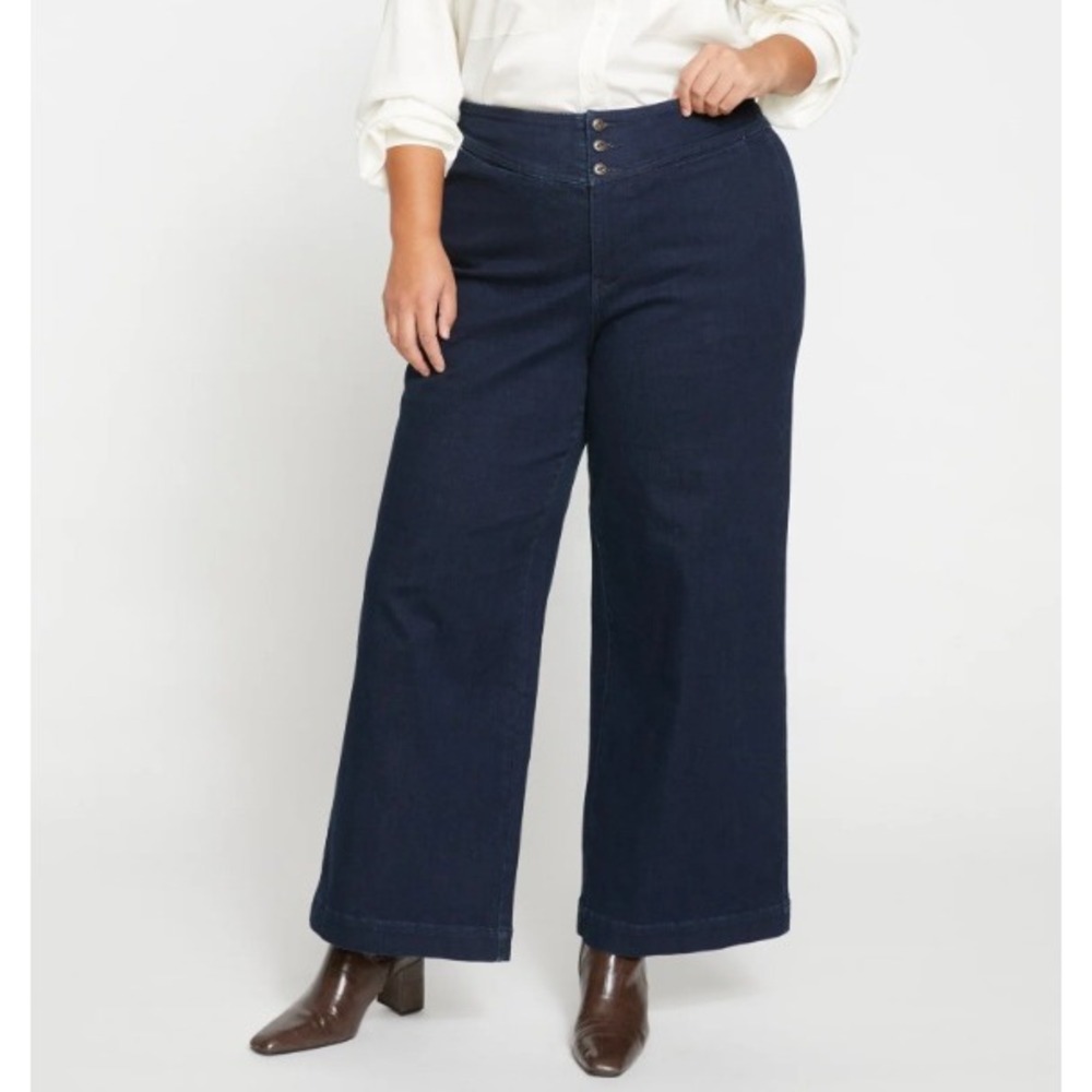 Universal Standard Charlie High Rise Sailor Jeans Size 22 Wide Leg Dark Wash